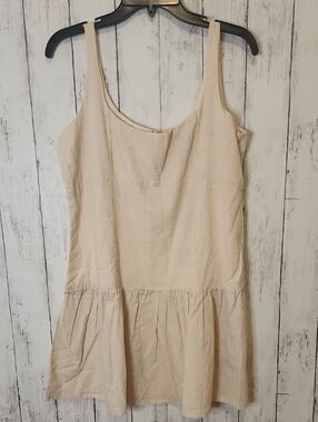 NWT Spoon Jeans Cream Cotton Blend Babydoll Mini Dress Size Large